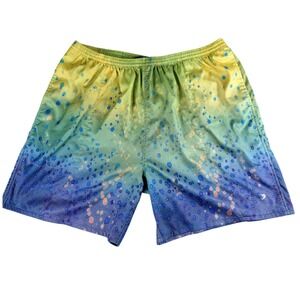 Reel Legends Mens XXL Mahi Mahi Performance Swim Trunks Blue Green Yellow Shorts